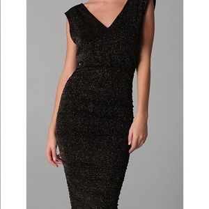 Alice + Olivia Black Glitter Midi Dress